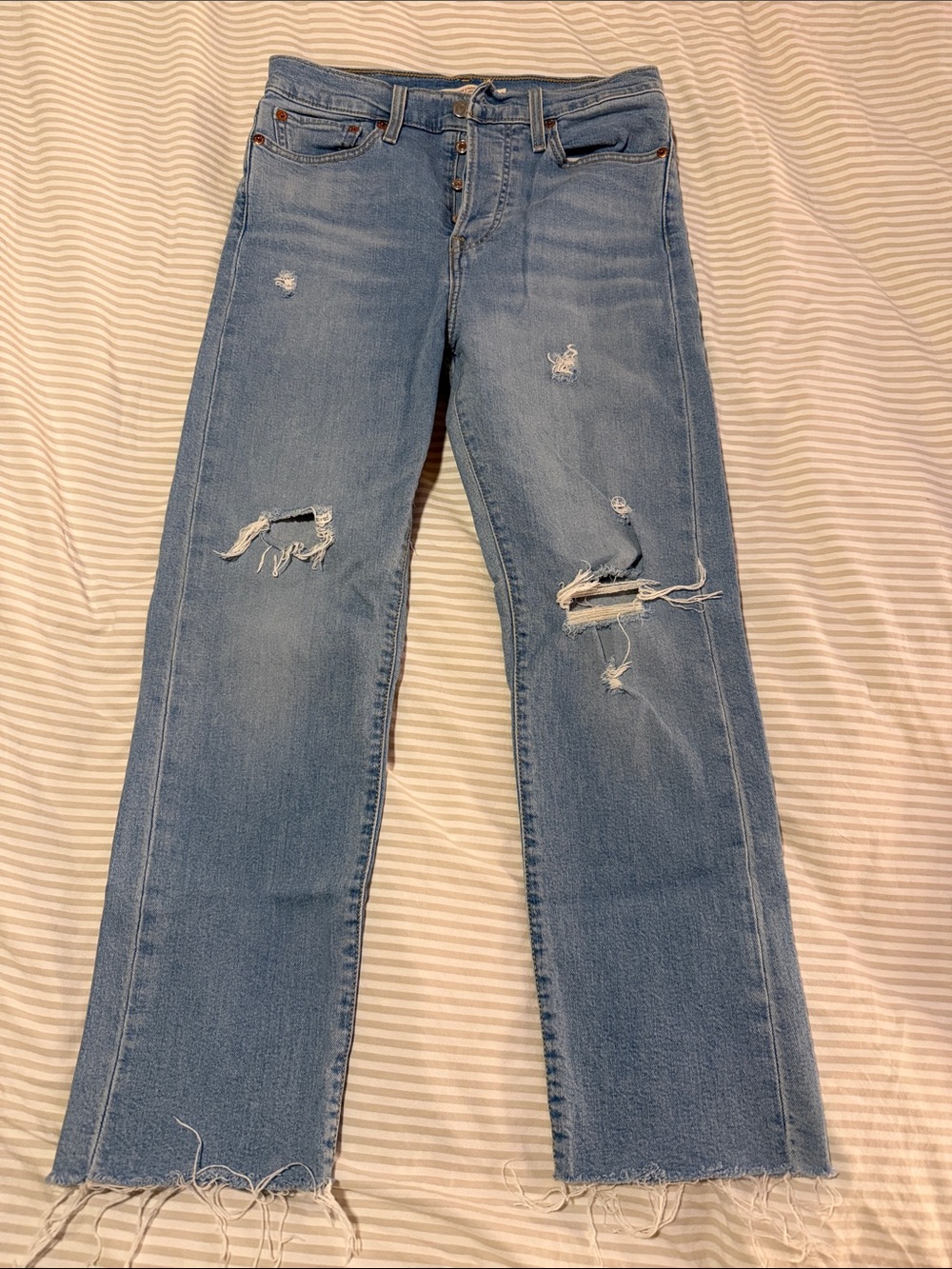 Levi's Light Blue Ripped Women's Straight-Leg Jeans
